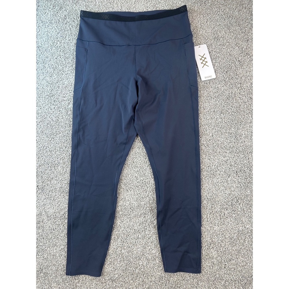Rhone Banded Leggings Hi-Form 7/8 Pocket Navy Blue Women's XL NWT Gym Active